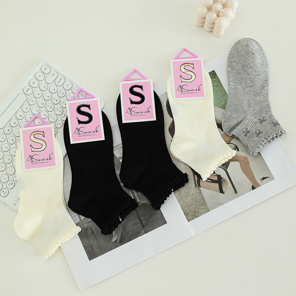 Low-Cut Patterned Women's Cotton Seamless Socks - Set of 5 Pairs