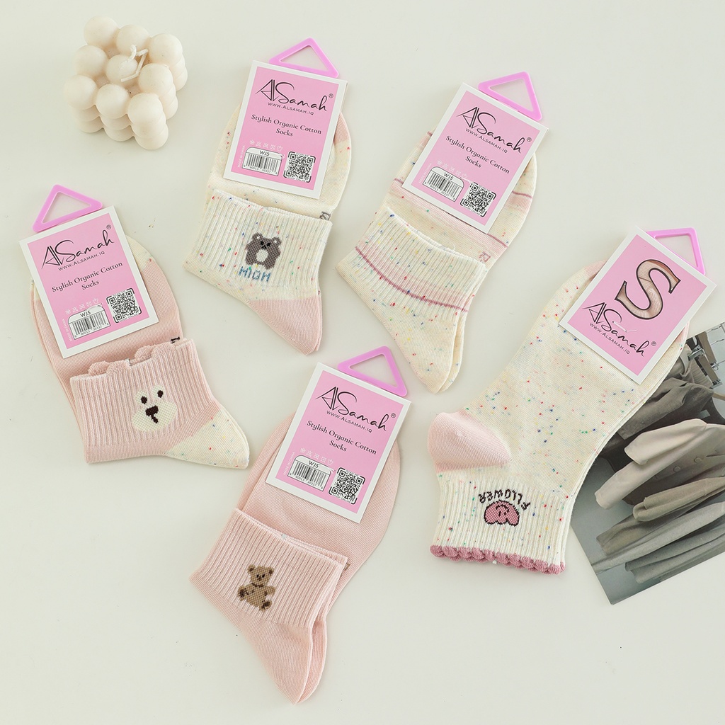 Low-Cut Patterned Women's Cotton Seamless Socks - Set of 5 Pairs