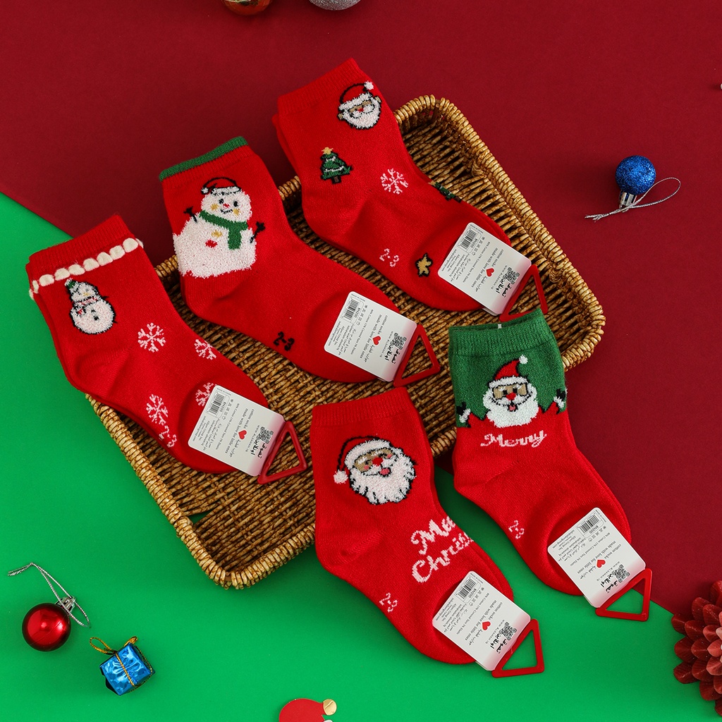 [BN200.02/0-1] Cotton Christmas Socks for Kids - Set of 5 Pairs (0 - 1 Years)