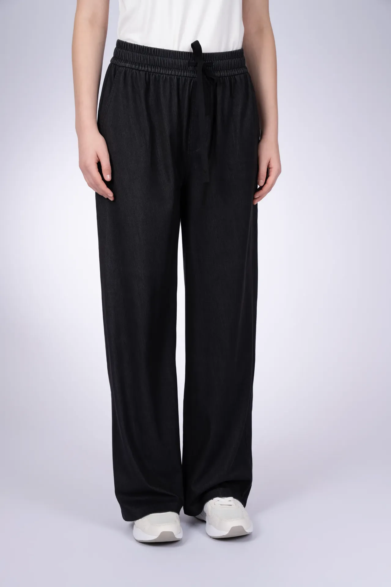 [KM1059-Black/54] بنطرون نسائي سويت بانتس شكل الجينز بجيوب امامية (اسود, 54)