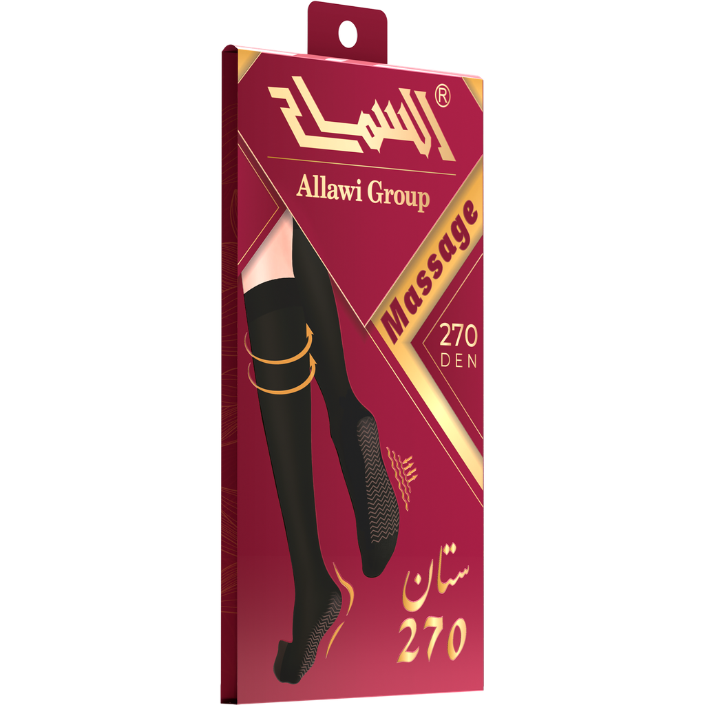 [271-B] جوارب سميكة حتى الركبة 270  دنير بكعب مساج (اسود)