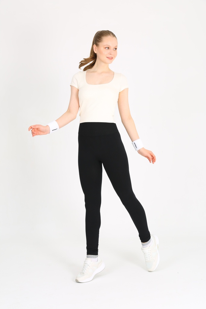 [TM-B] "Trademark" Footless Cotton Modal Tights  (Black)
