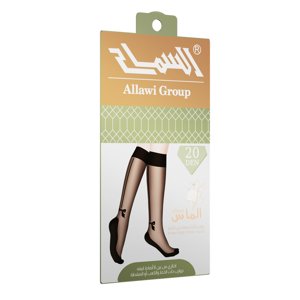 [3017.01-B] جوارب الماس خط وكعب ومنقط 20  دن (اسود, نقش 1)