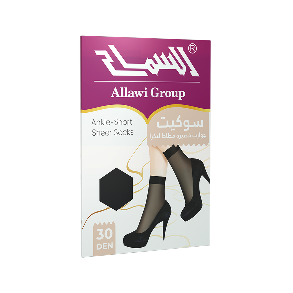 [110-B] Ankle-Short Sheer Socks 30 Den (Black)