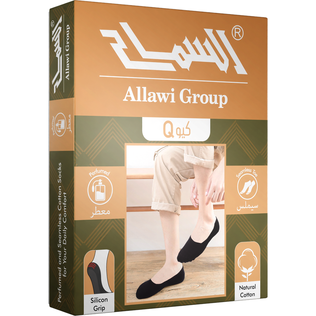 [Q1-W_DZ] جوارب "كيو" خف رجالية  معطرة وسيملس - 12  زوج (ابيض)