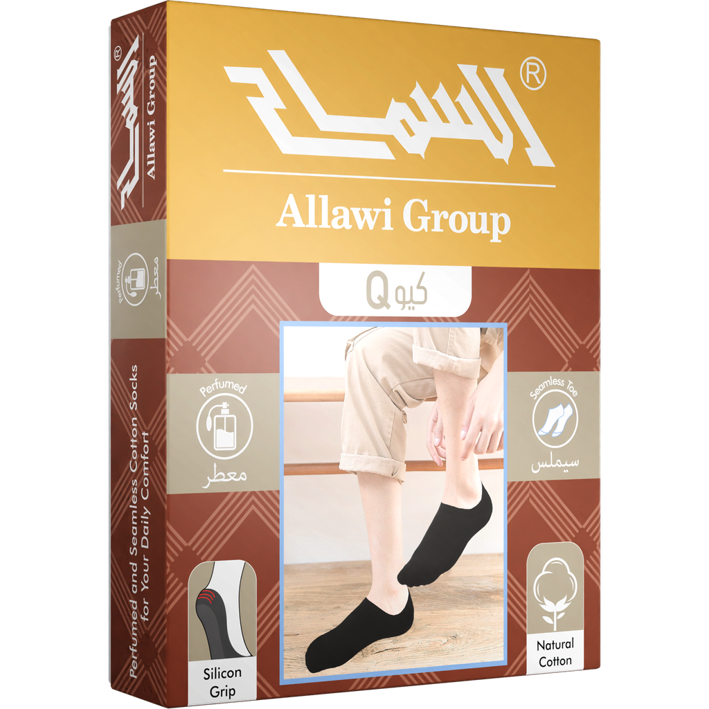 [Q5-B_DZ] "Q" No Show Men Socks Perfumed & Seamless - 12 Pairs (Black)