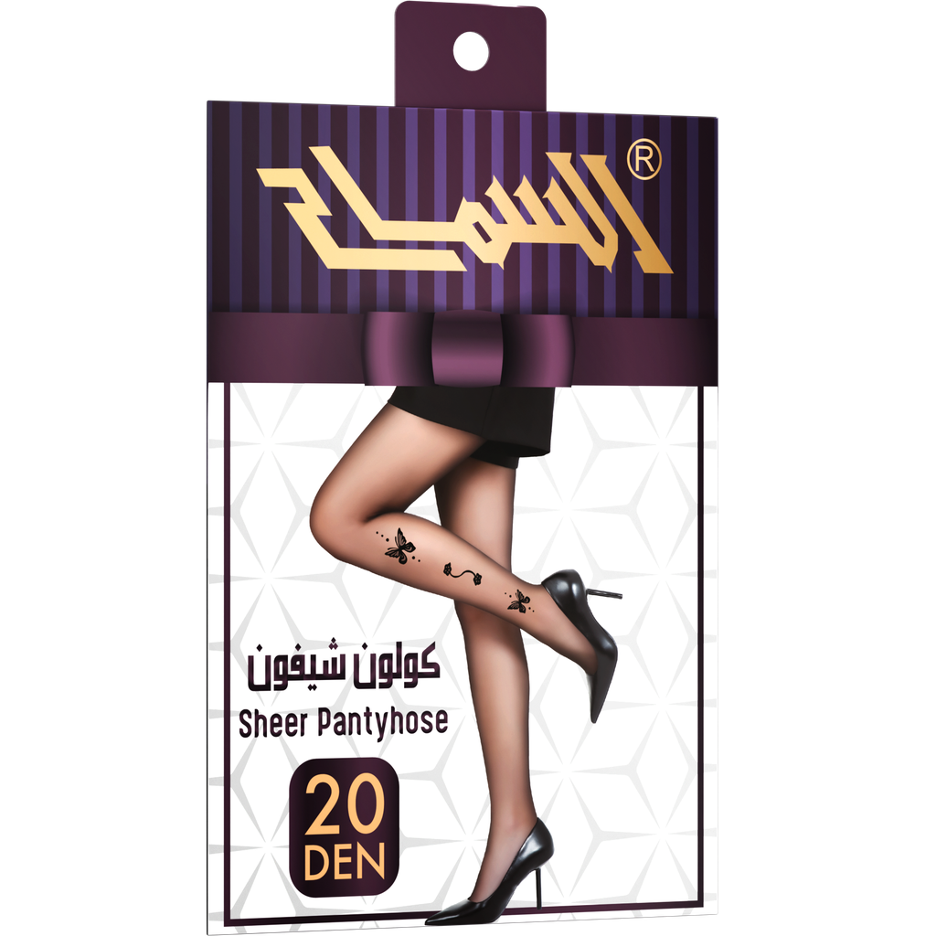 [470.01-B] "Chiffon" 20 Den Jacquard Sheer Pantyhose (Pattern 1)