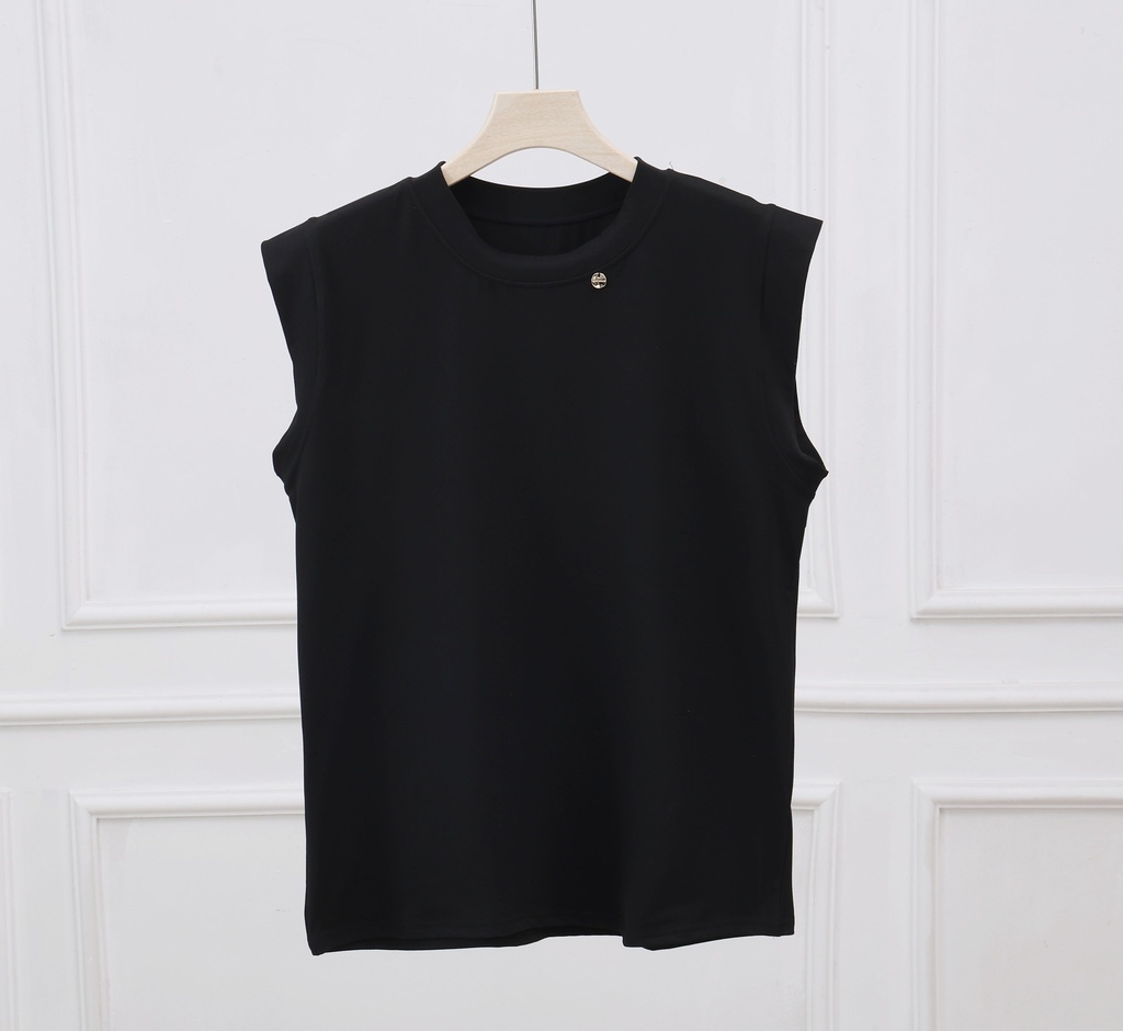 [LG404-Black/XL] Sleeveless Cotton Modal Tank Top  (XL, Black)