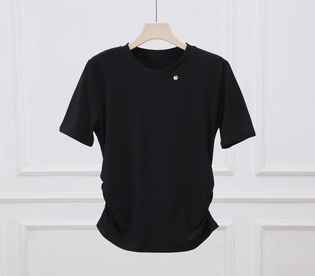 [LG405-Black/XL] Half Sleeve Cotton Modal T-Shirt (XL, Black)