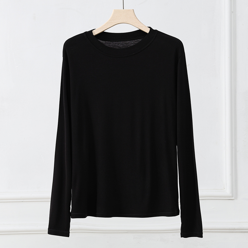 [LG601-B] Full Sleeve Cotton Modal Round Neck T-Shirt  (Black)