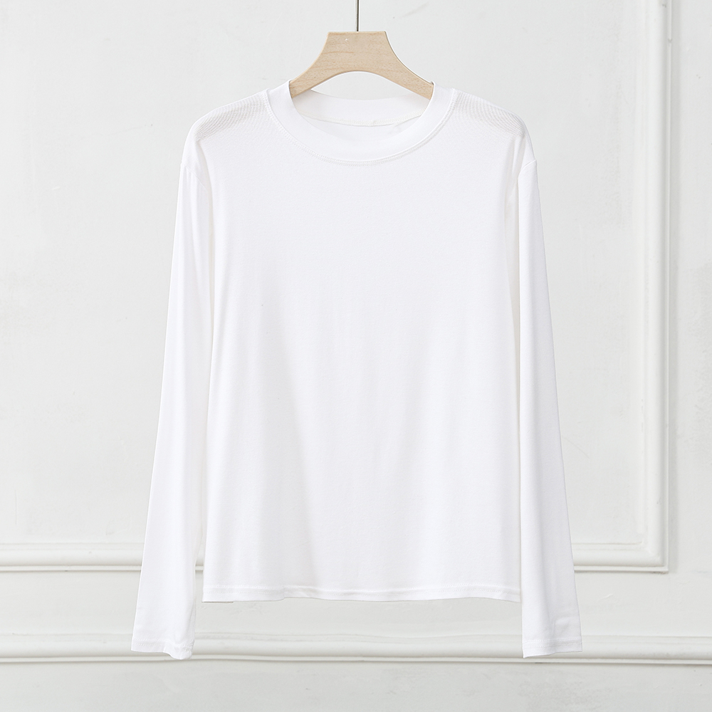 [LG601-W] Full Sleeve Cotton Modal Round Neck T-Shirt  (White)