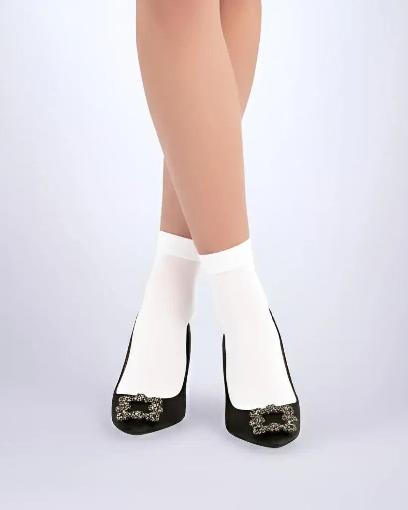 [SH70-W] "Satin" Ankle-Short Socks 70 Den (White)
