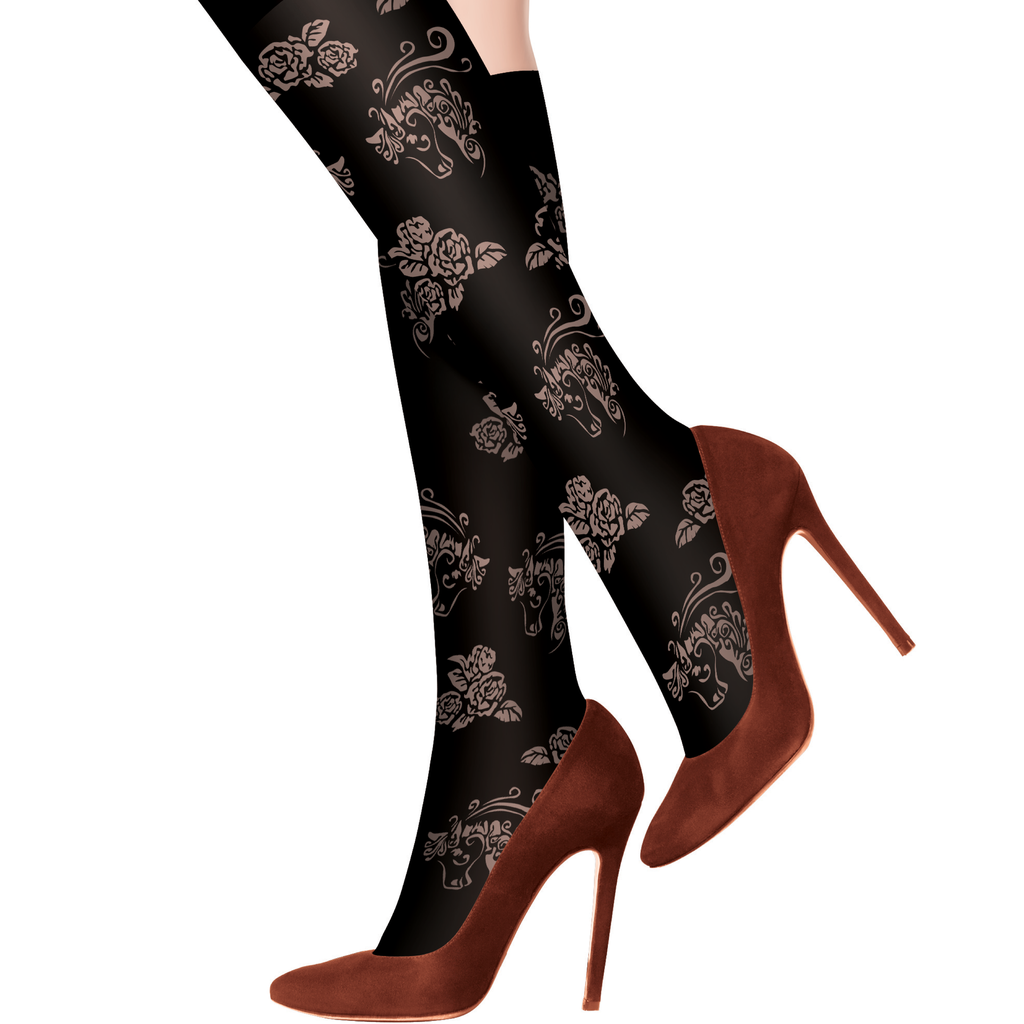 [350.01-B] "Al Nakkash" Knee-High Jacquard Socks 270 Den (Pattern 1)