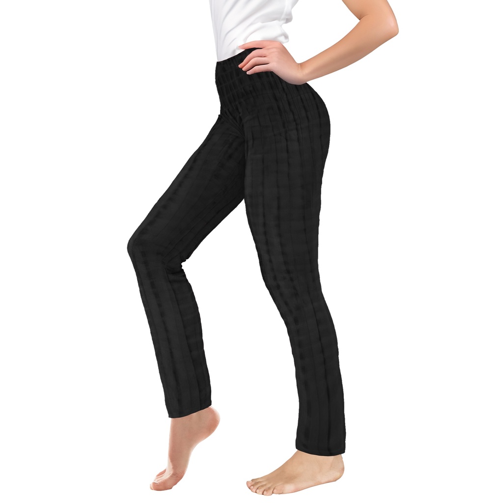 [T200-B] Thermal Velvet Pants with Square Patterns (Black)